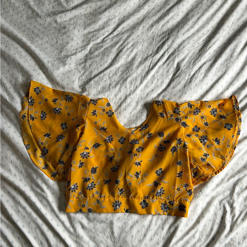 4/$10 Floral Yellow Women's Top
